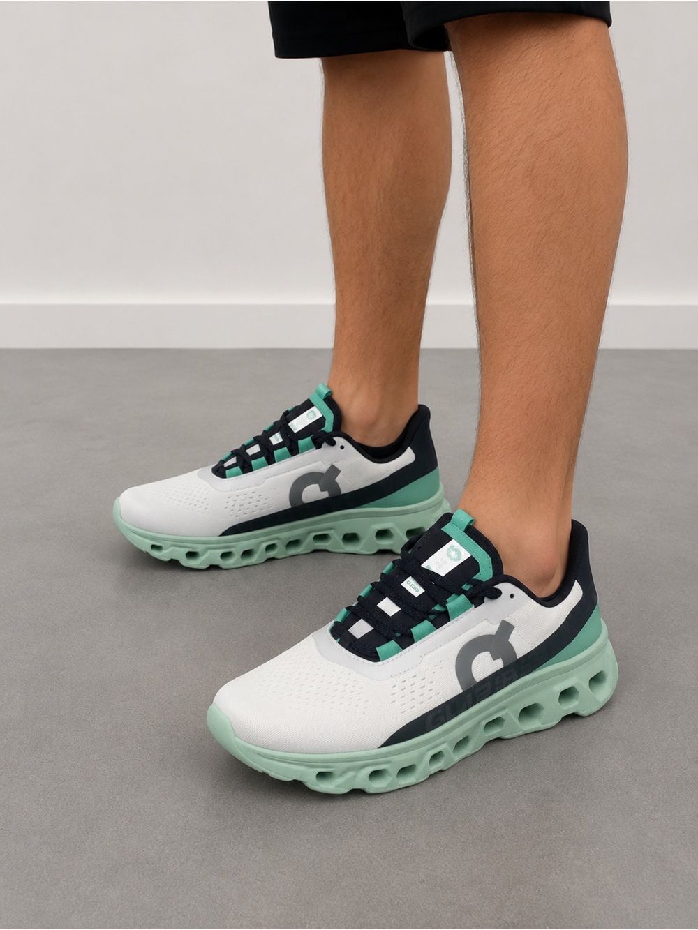 Men’s Chunky Running Sneakers White Mint | Lightweight Athletic Shoes